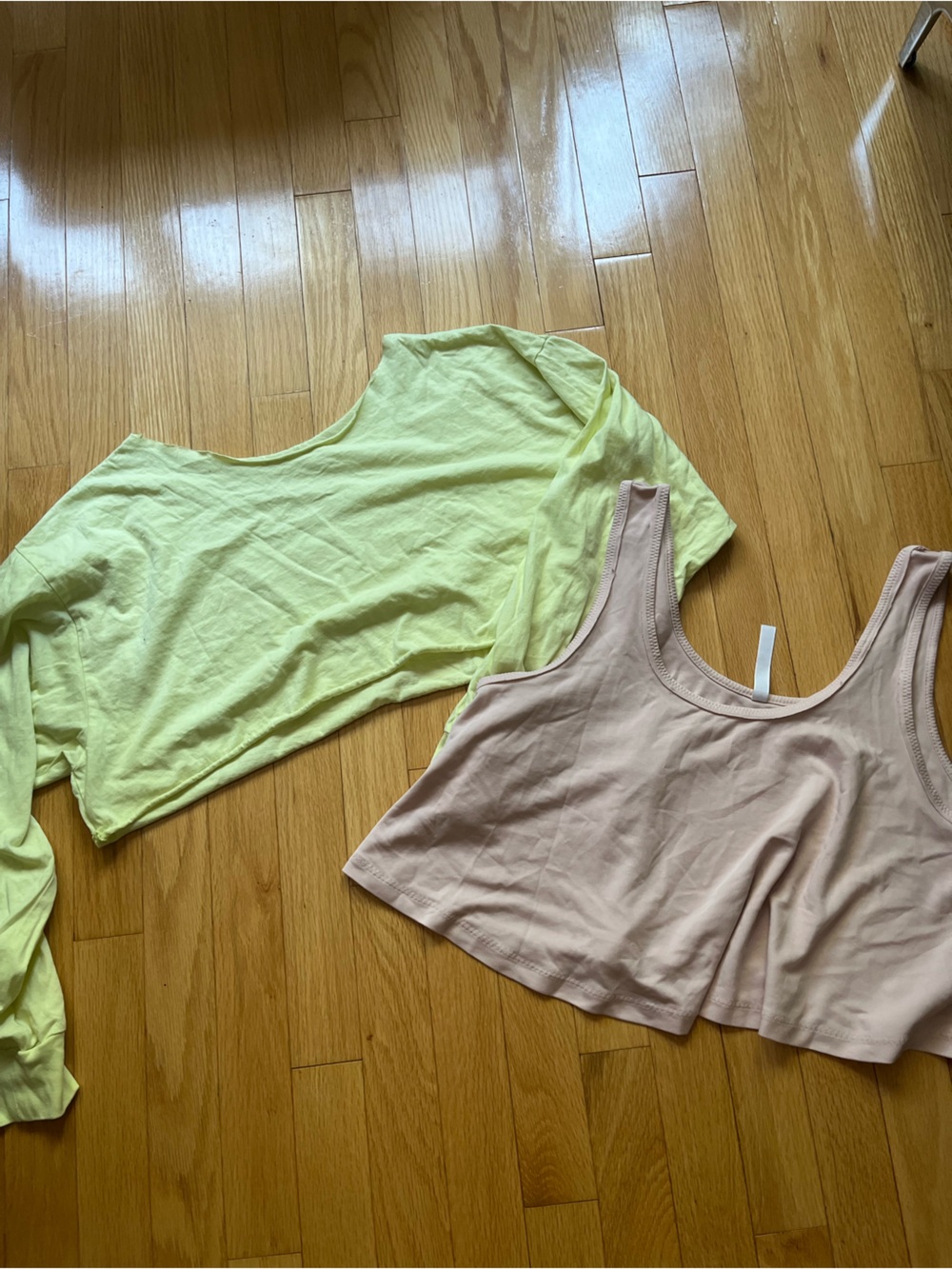 Bundle- Workout tops - Crop Tank and Long Sleeve Duo - Pale Pink & Lime green